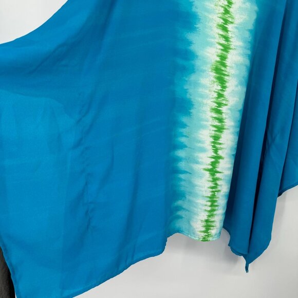 Quacker Factory By Jeanne Bice blue Tie-Dye Poncho Top size  XL embellished new - Picture 12 of 12